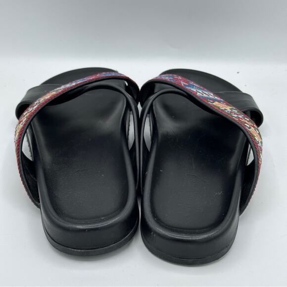 JOHNNY WAS Breatriz Embroidered Criss Cross Slide Sandal Black Sz 40/10 - Picture 5 of 9